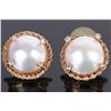 Image 1 : BEAUTIFUL 14K 17MM MABE PEARL & DIAMOND EARRINGS