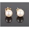Image 1 : 14K YELLOW GOLD WHITE PEARL LADIES STUD EARRINGS