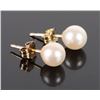 Image 2 : 14K YELLOW GOLD WHITE PEARL LADIES STUD EARRINGS