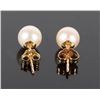 Image 3 : 14K YELLOW GOLD WHITE PEARL LADIES STUD EARRINGS