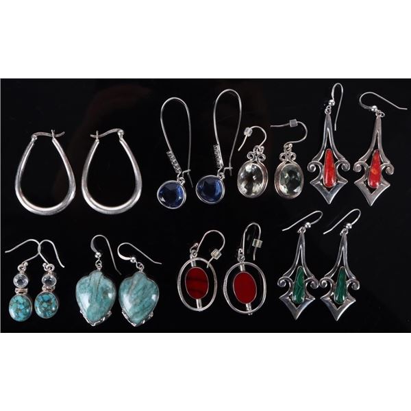 STERLING SILVER LADIES DANGLE EARRINGS (8)