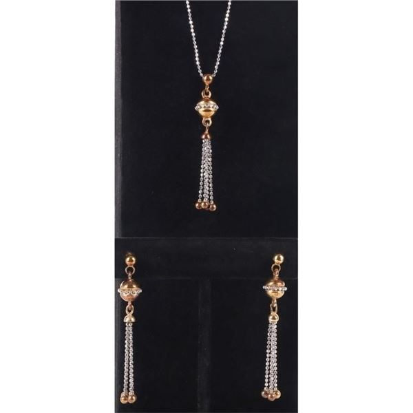 14K YELLOW & WHITE GOLD MATCHING JEWELRY SET