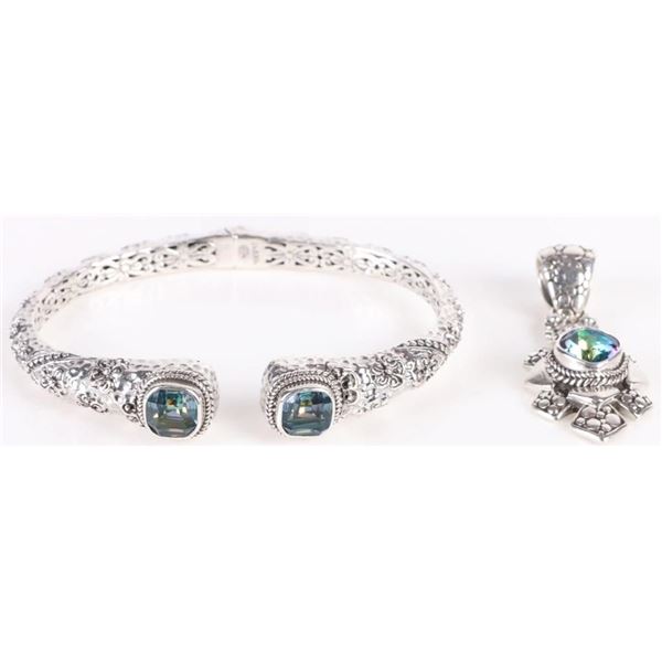 SARDA STERLING SILVER MYSTIC BLUE QUARTZ JEWELRY