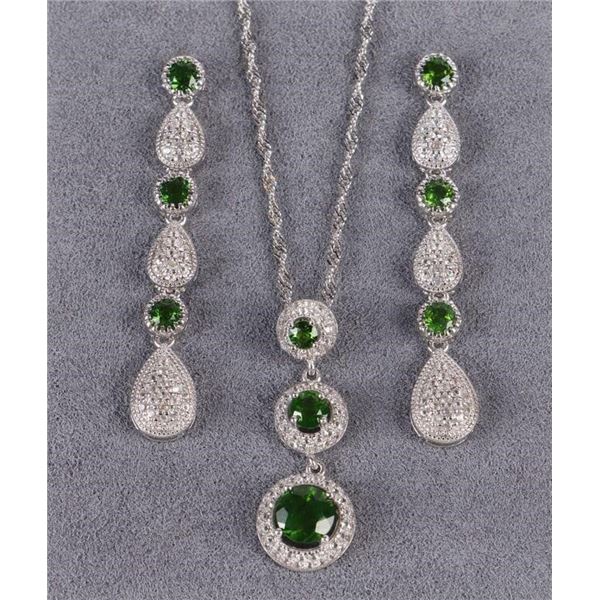 TSAVORITE GARNET STERLING SILVER MATCHING SET