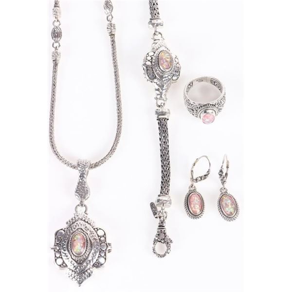 SARDA DESIGNER STERLING SILVER PINK OPAL JEWELRY