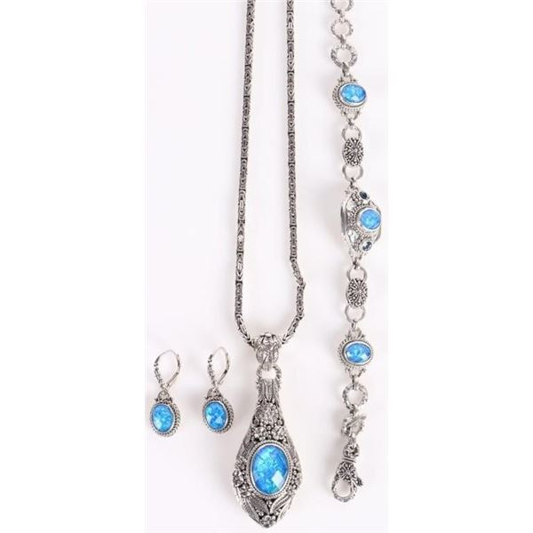 DESIGNER SARDA STERLING SILVER BLUE OPAL JEWELRY