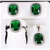 Image 2 : STERLING SILVER GREEN CUT GLASS MATCHING SET