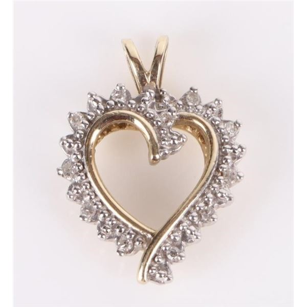 14K YELLOW GOLD DIAMOND HEART LADIES PENDANT