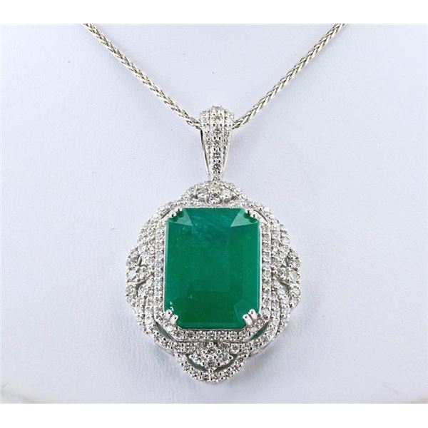 17.31CT EMERALD & 2.14CTW DIAMOND PLATINUM PENDANT