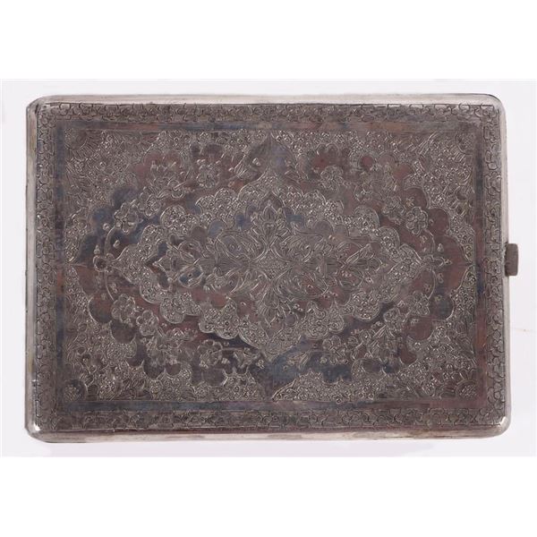 ANTIQUE PERSIAN ORNATE 0.800 SILVER COMPACT