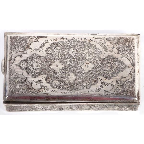 ANTIQUE PERSIAN .800 SILVER ORNATE TRINKET BOX