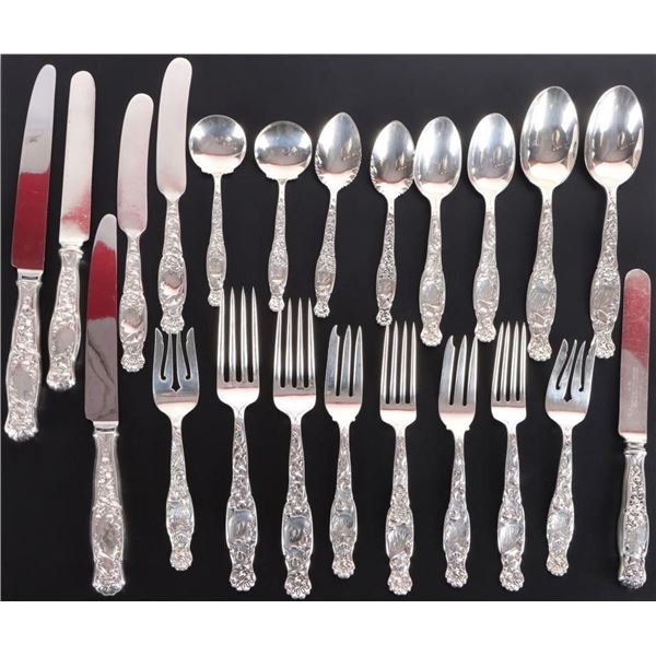 ANTIQUE WHITING HERALDIC STERLING SILVER FLATWARE