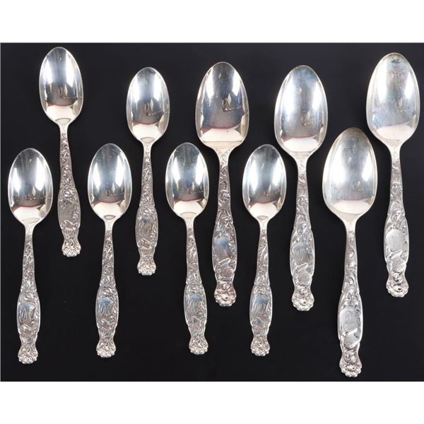 ANTIQUE WHITING HERALDIC STERLING SILVER SPOONS
