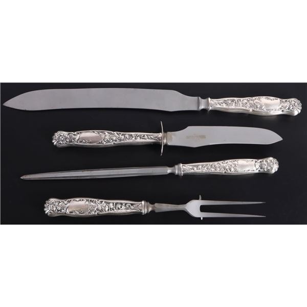 WHITING HERALDIC STERLING & J. RODGERS CARVING SET