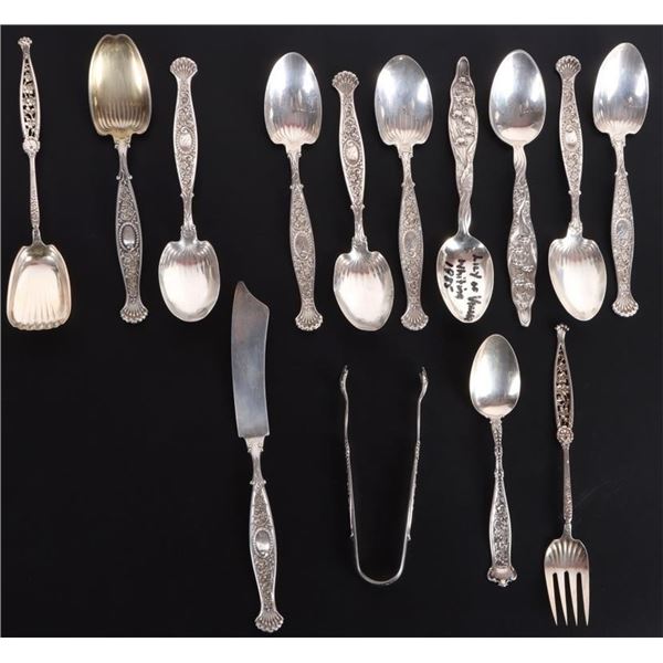 ANTIQUE WHITING MUTLI-PATTERN STERLING FLATWARE