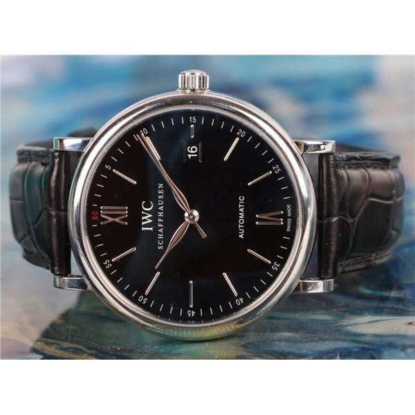 IWC PORTOFINO AUTOMATIC BLACK DIAL MENS WATCH