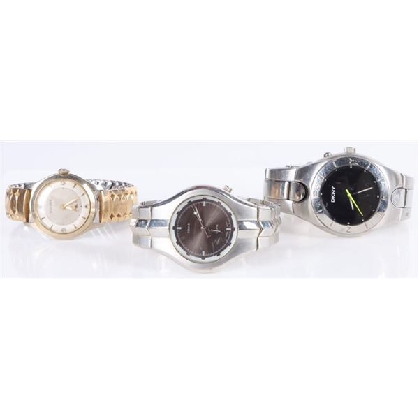 ASSORTED SILVER & GOLD TONE MEN'S WRISTWATCHES (3)