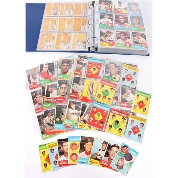 1963 TOPPS NEAR COMPLETE BASEBALL SET (523/576)