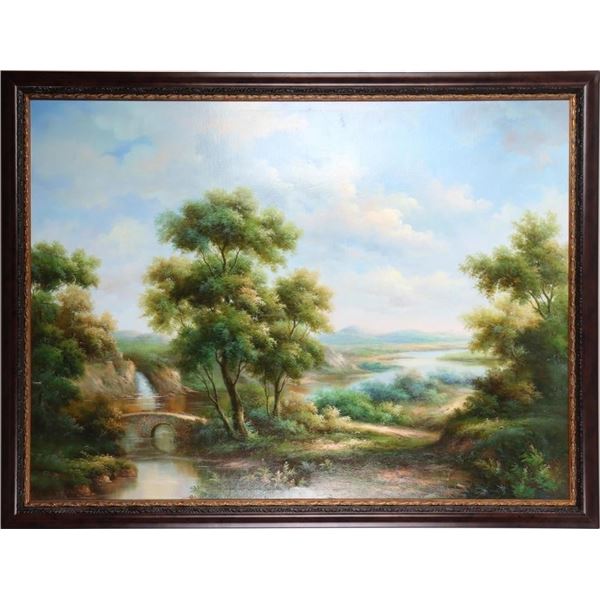 J CARRACCI OIL ON CANVAS LANDSCAPE PAINTING