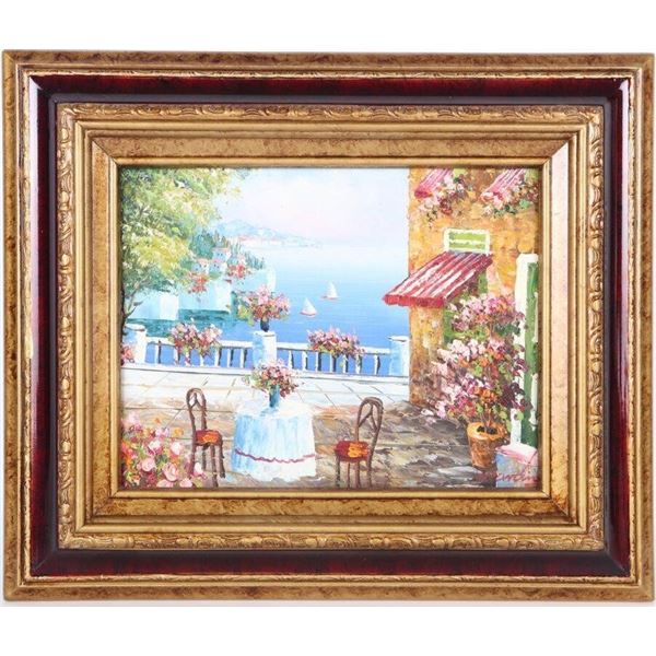 MICHAEL HARDING VTG OIL ON CANVAS BURGUNDY FRAME