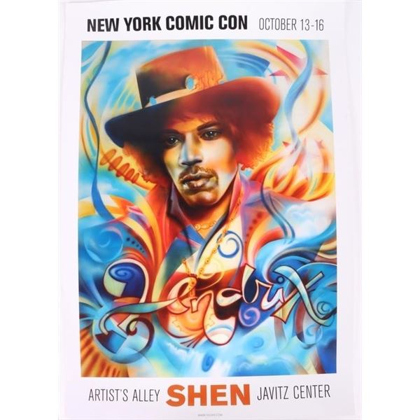 SHEN JAVITZ SIGNED JIMI HENDRIX COMIC CON POSTER