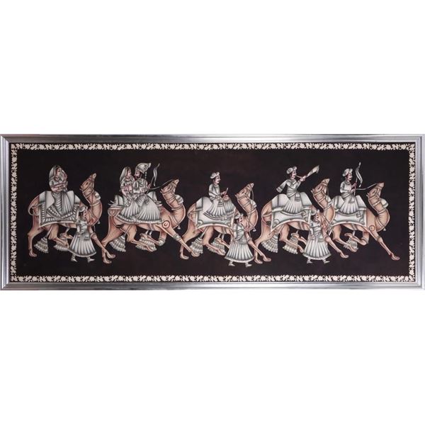 72 X 24" RAJASTHAN INDIA ART TAPESTRY W/ CAMELS
