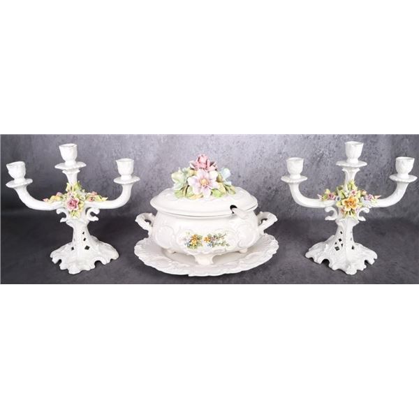 VINTAGE ITALIAN CAPODIMONTE FLORAL DISHWARE