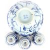 Image 3 : ANTIQUE ASIAN BLUE & WHITE BOWL & CUPS.