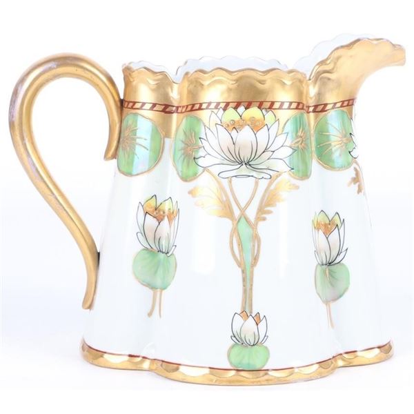 HAND PAINTED PITCHER REGENCY WATERLILIES PATTERN