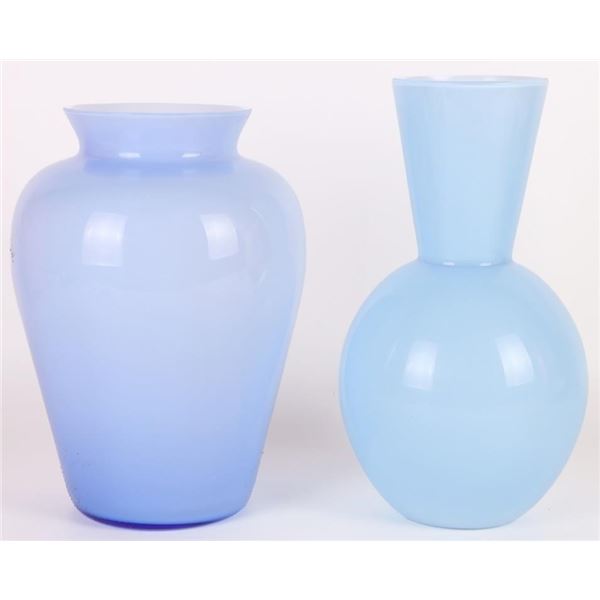 SALVIATI ITALIAN BLUE ART GLASS VASES (2)