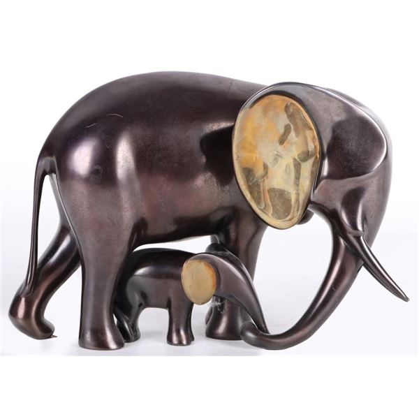 LOET VANDERVEEN MOTHER ELEPHANT & BABY SCULPTURE
