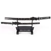 Image 1 : SET OF 2 BLACK DECORATIVE KATANA SWORDS W/ BASE