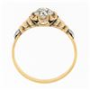 Image 9 : Antique Victorian 18k Gold GIA European Diamond Flower Basket Engagement Ring