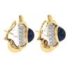 Image 4 : Large 18k Gold 18+ct GIA Oval Cabochon Sapphire Diamond Statement Cuff Earrings