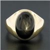 Image 2 : Men's 14K Yellow Gold Oval Cabochon Bezel Set Brown Star Sapphire Solitaire Ring
