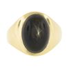 Image 4 : Men's 14K Yellow Gold Oval Cabochon Bezel Set Brown Star Sapphire Solitaire Ring