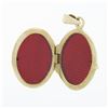 Image 6 : Italian 14k Yellow Gold Polished Grooved Vertical Work Large Oval Locket Pendant