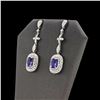 Image 2 : 5.70 ctw Tanzanite and 3.74 ctw Diamond 14K White Gold Earrings