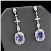 Image 3 : 5.70 ctw Tanzanite and 3.74 ctw Diamond 14K White Gold Earrings
