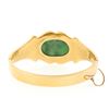 Image 2 : Vintage 14k Gold 6" Oval Cabochon Bezel Jade Wide Hinged Open Bangle Bracelet