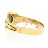 Image 3 : Vintage 14k Gold 6" Oval Cabochon Bezel Jade Wide Hinged Open Bangle Bracelet