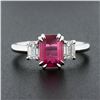 Image 2 : NEW Platinum 2.01 ctw GIA NO HEAT Pink Sapphire & Diamond 3 Stone Engagement Rin