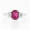 Image 4 : NEW Platinum 2.01 ctw GIA NO HEAT Pink Sapphire & Diamond 3 Stone Engagement Rin