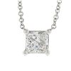Image 2 : NEW 14k White Gold 0.48 ctw Princess Cut Prong Diamond Solitaire Pendant Necklac