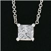 Image 3 : NEW 14k White Gold 0.48 ctw Princess Cut Prong Diamond Solitaire Pendant Necklac
