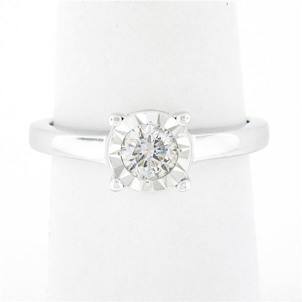 Classic 14K White Gold 0.35 ctw Illusion Set Diamond Solitaire Engagement Ring