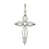 Image 5 : Solid 10k White Gold 0.35 ctw Round Prong Set Diamond Open Work Cross Pendant