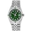 Image 2 : Rolex Mens Stainless Steel Green Diamond Lugs And Emerald Datejust Wristwatch
