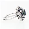 Image 5 : Vintage 18k White Gold 3.15 ctw Oval Sapphire Round Diamond Tiered Cluster Ring