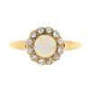 Image 4 : Antique Victorian 14K Gold Round Opal Solitaire Diamond Halo Petite Cluster Ring